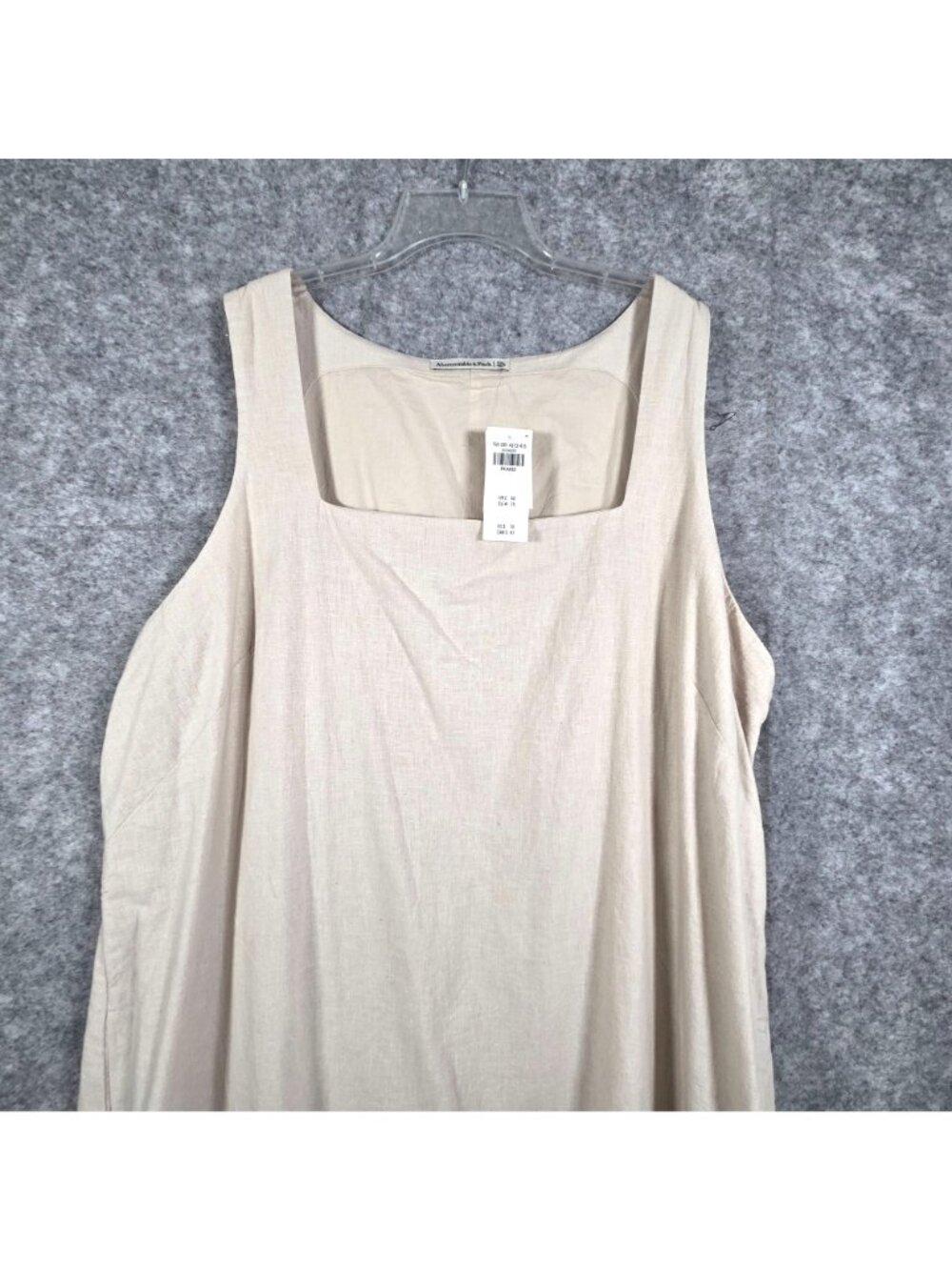 Abercrombie Linen Blend Mini Dress XXL Beige Sleeveless Wide Strap NWT - Picture 3 of 12